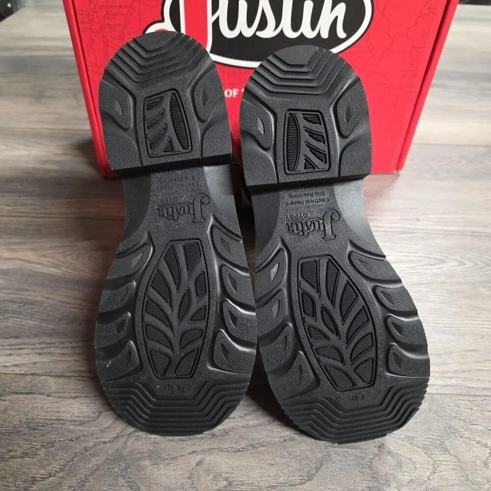Justin Wanette Aged Bark Water Buffalo Women’s 8.5B 8” Round Steel Toe Boots NEW